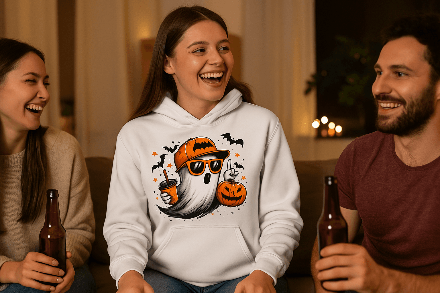 Ghost Throwing Deuces Hoodie - Playful Spirit Sweatshirt