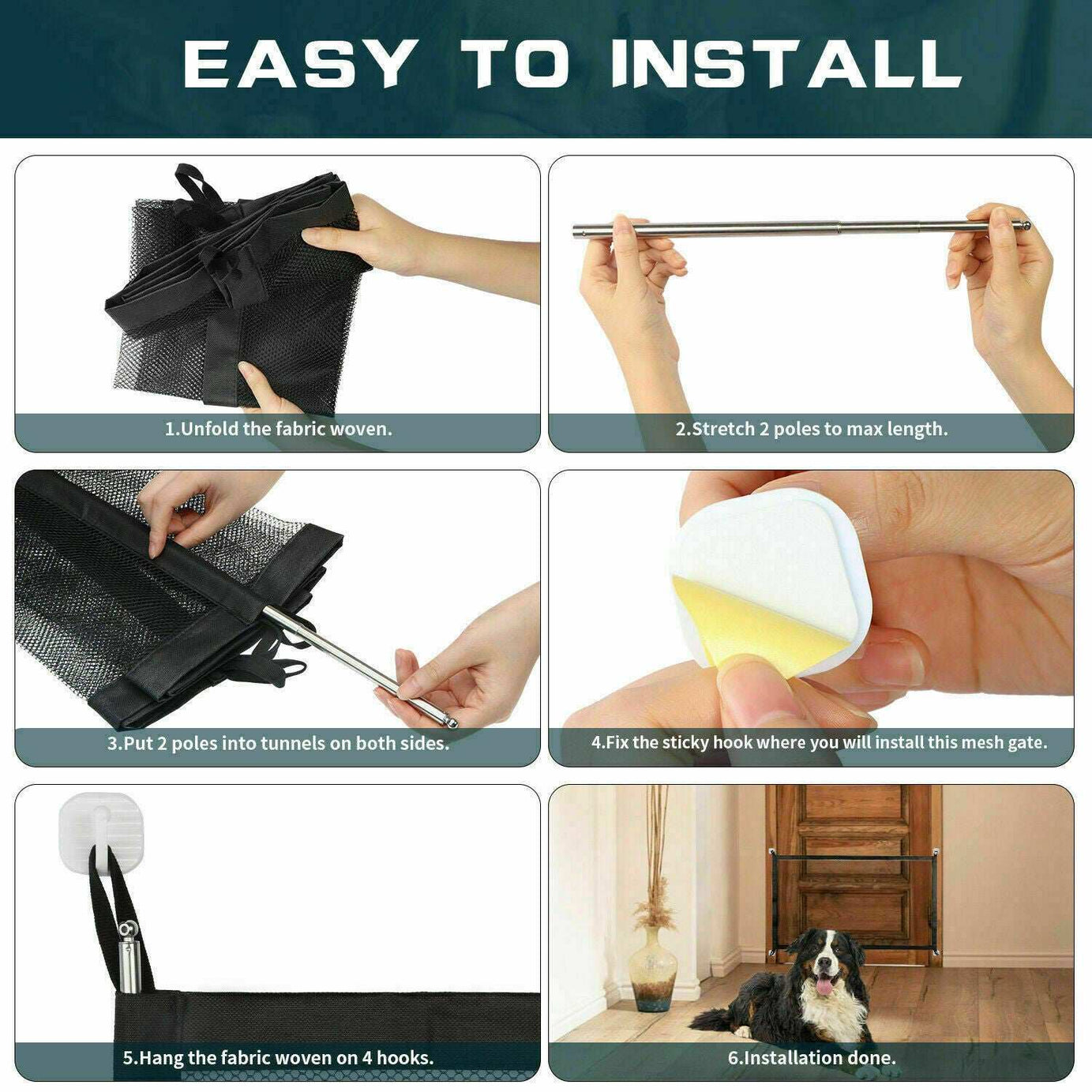 Magic Pet Safety Gate - Portable Mesh Fence for Dogs, Cats & Babies