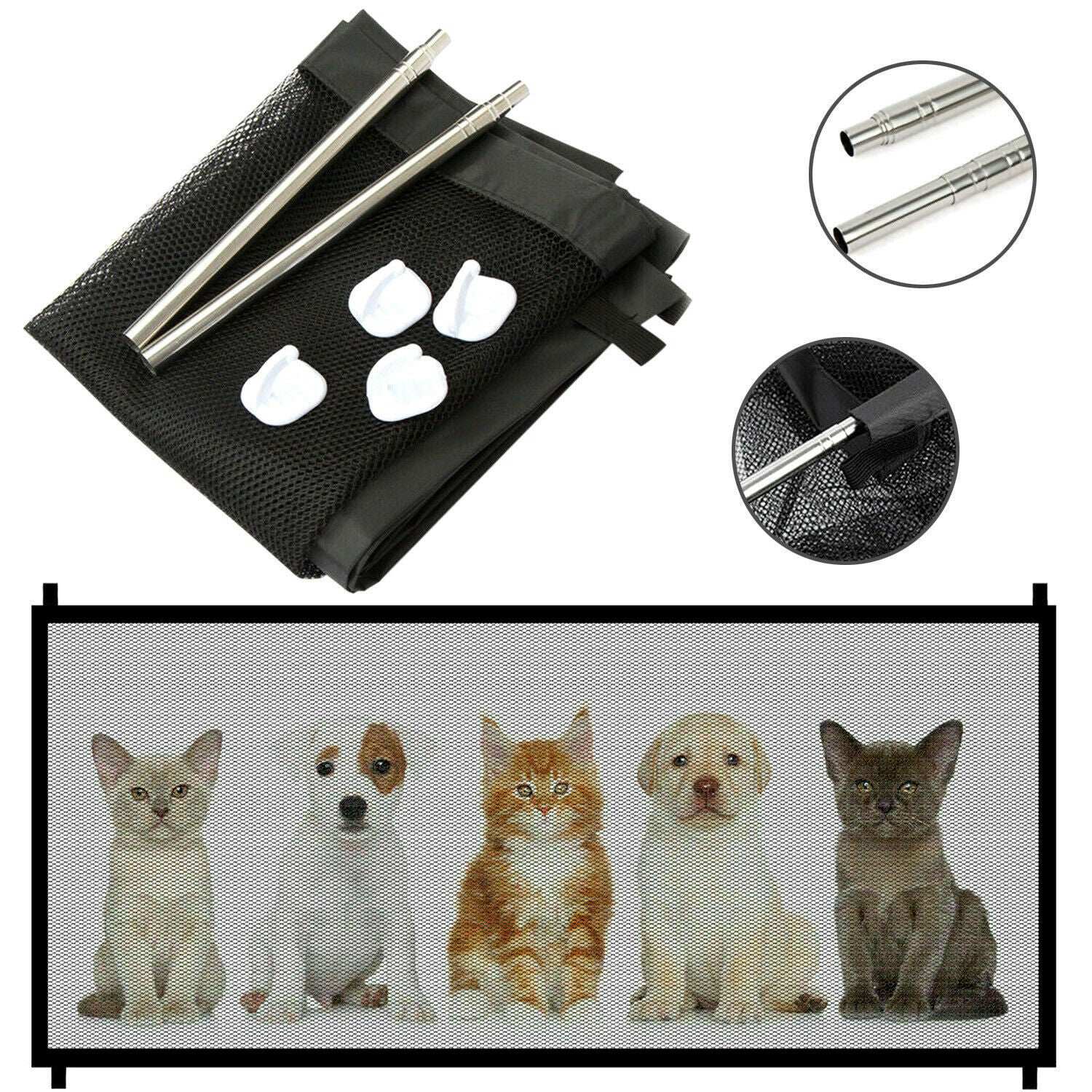 Magic Pet Safety Gate - Portable Mesh Fence for Dogs, Cats & Babies