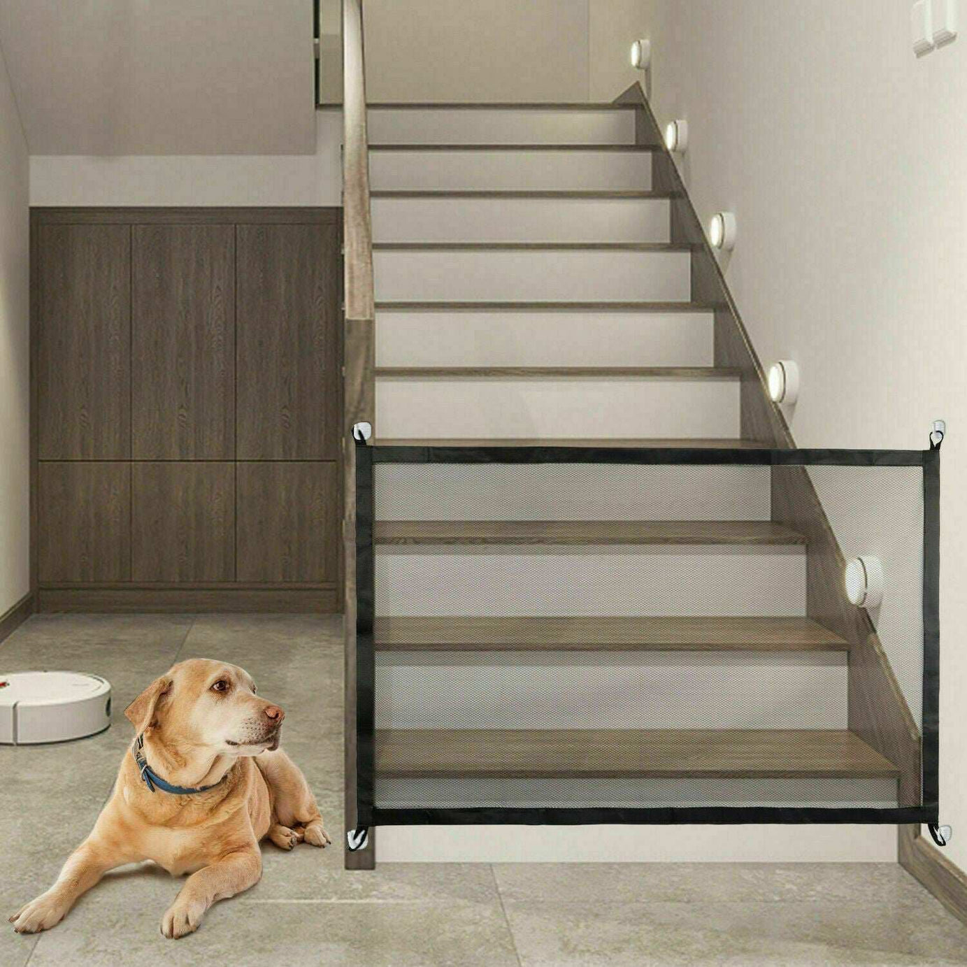 Magic Pet Safety Gate - Portable Mesh Fence for Dogs, Cats & Babies