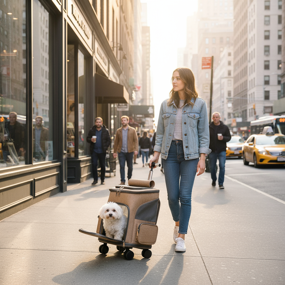 Pet Trolley Backpack - Wheeled Carrier for Cats & Dogs