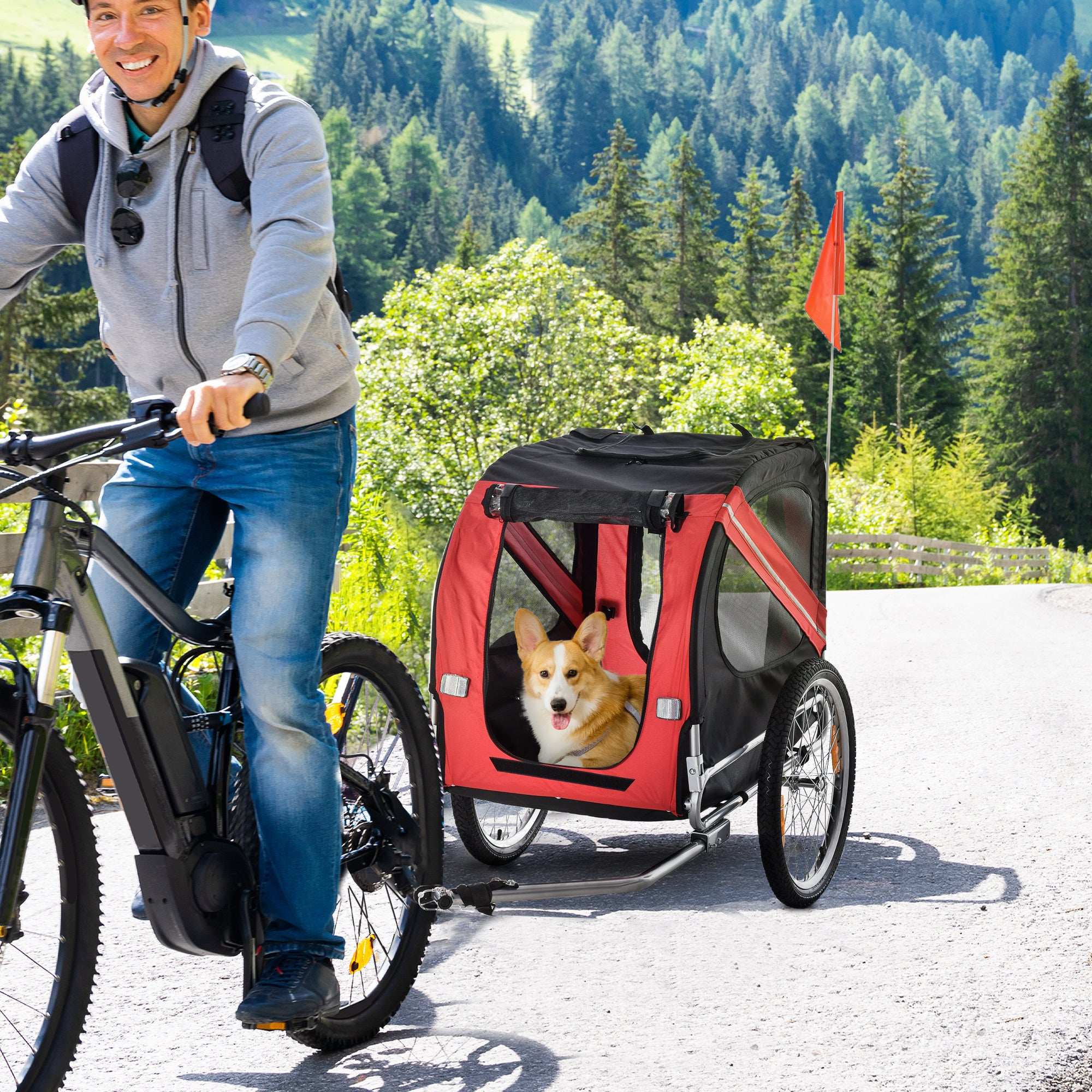 Large Wheel Dog Bike Trailer With Easy Folding Cart Frame