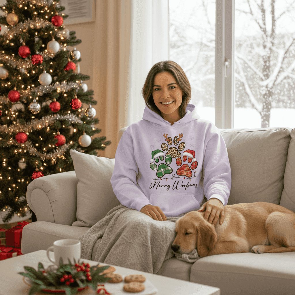 Merry Woofmas Holiday Hoodie for Dog Lovers - Festive Cozy Gift