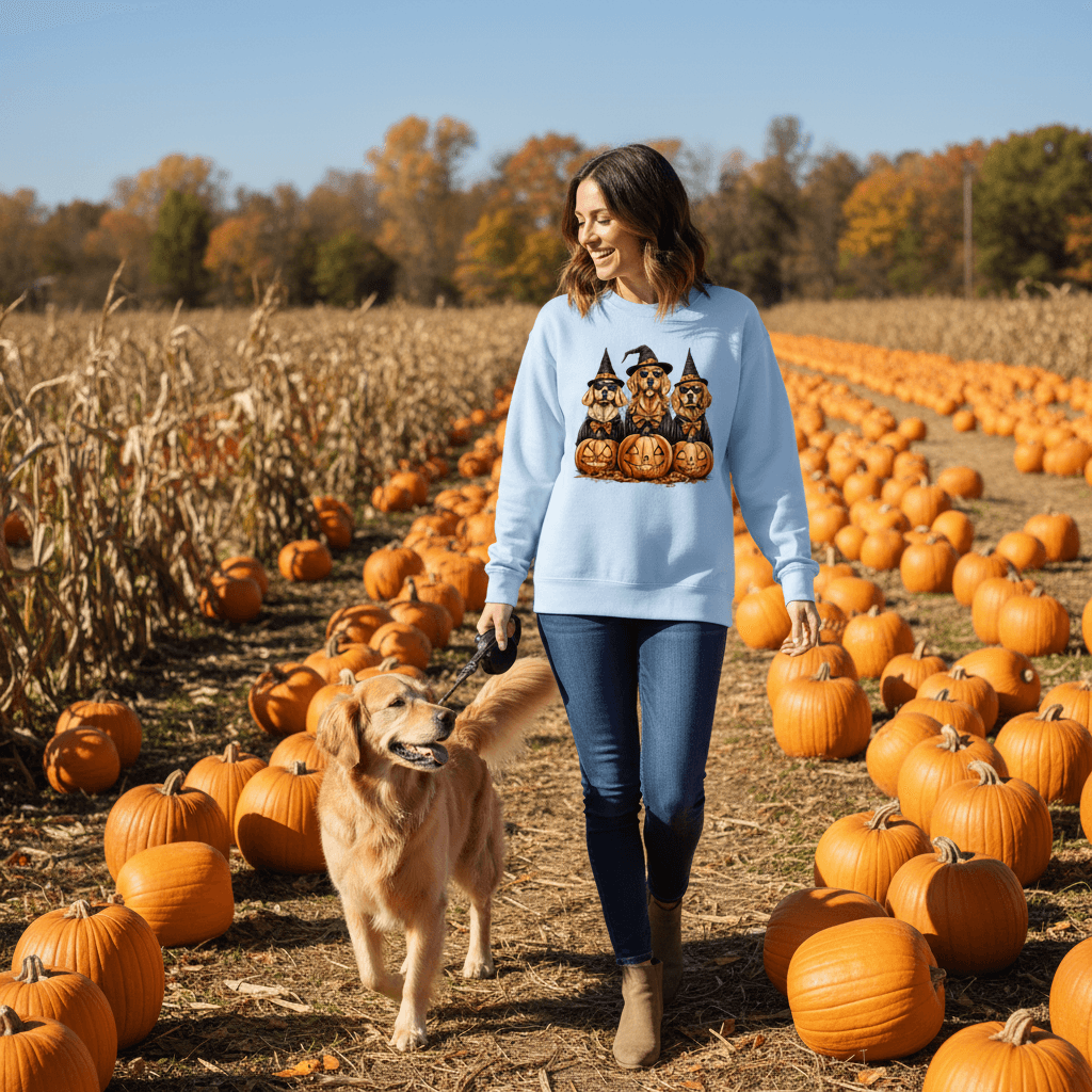 Golden Retriever Halloween Sweatshirt - Witch Dogs