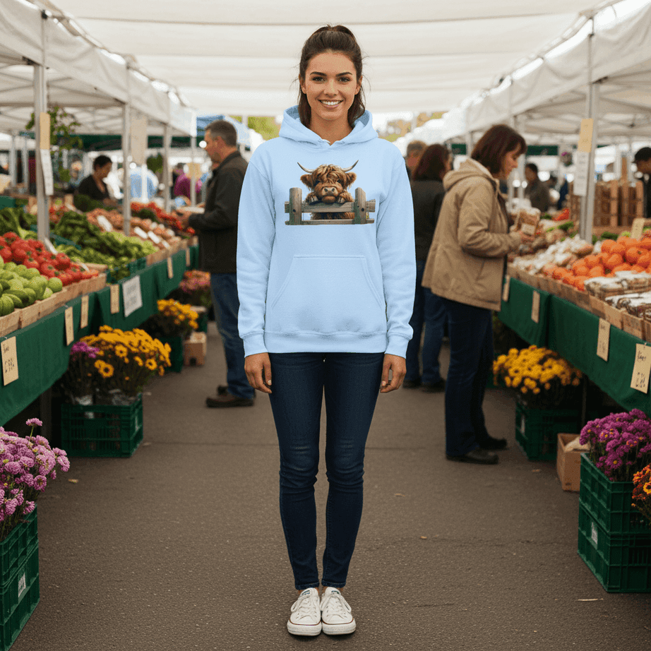 Highland Cow Hoodie with Fluffy Design for Farm Lovers