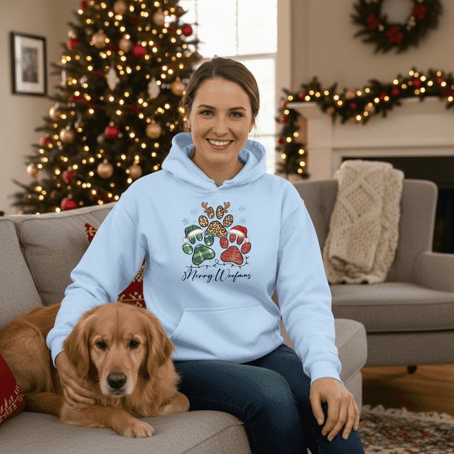 Merry Woofmas Holiday Hoodie for Dog Lovers - Festive Cozy Gift