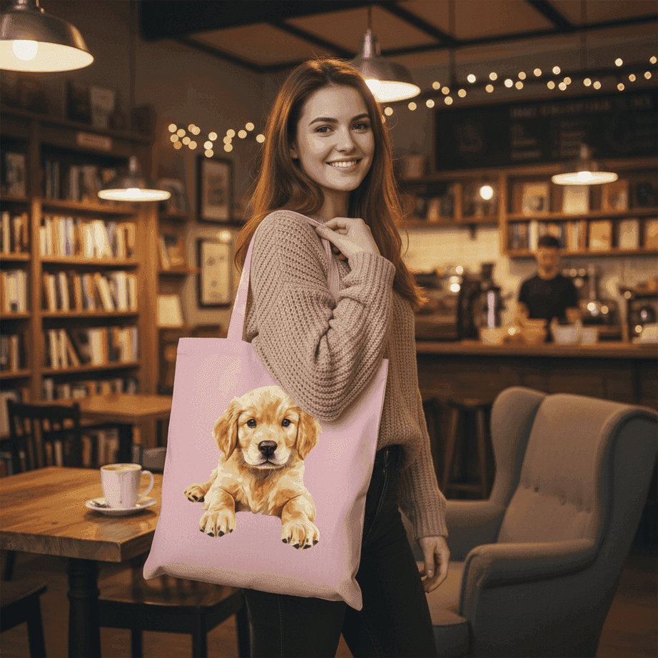 Golden Retriever Puppy Tote Bag - Adorable Baby Dog Canvas