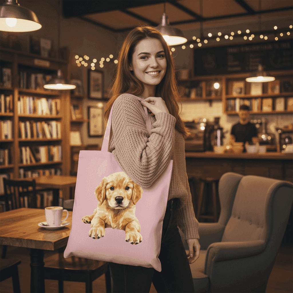Golden Retriever Puppy Tote Bag - Adorable Baby Dog Canvas