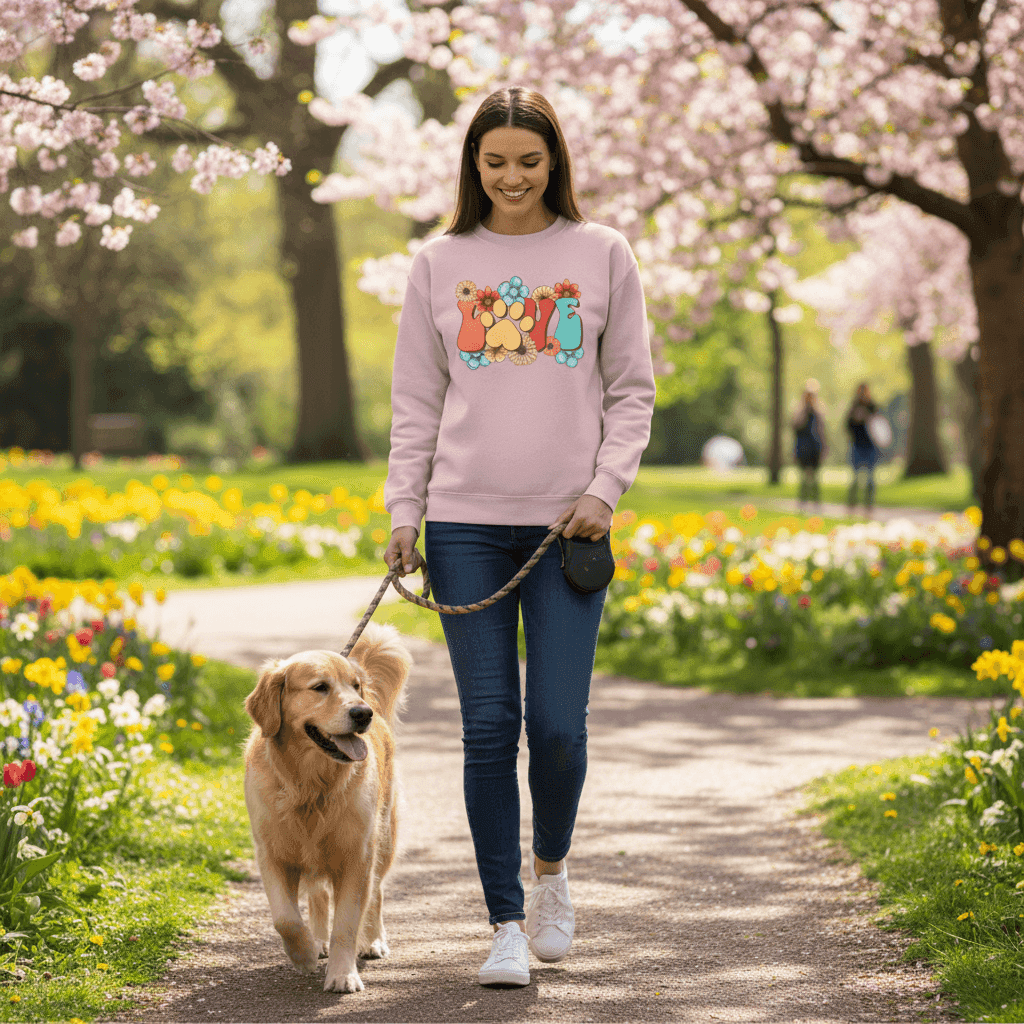 Love Paw Print Crewneck - Floral Pet Lover Sweatshirt