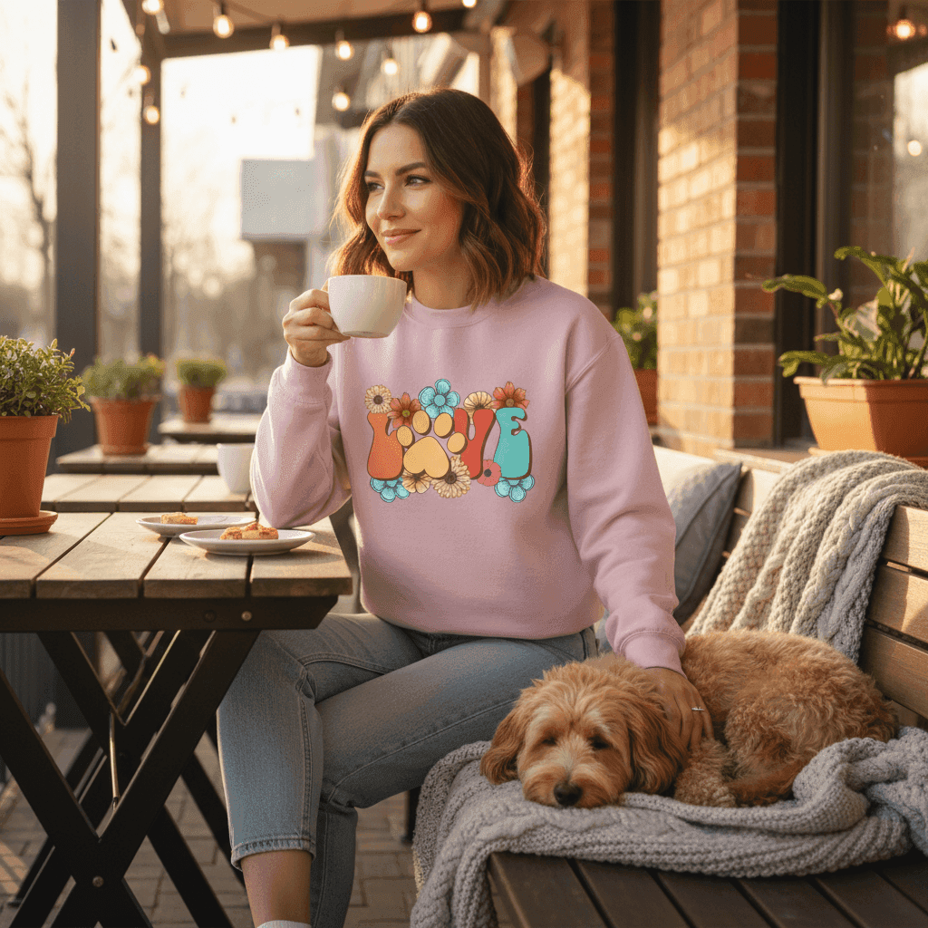 Love Paw Print Crewneck - Floral Pet Lover Sweatshirt
