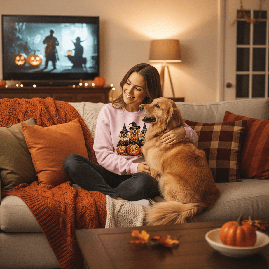 Golden Retriever Halloween Sweatshirt - Witch Dogs