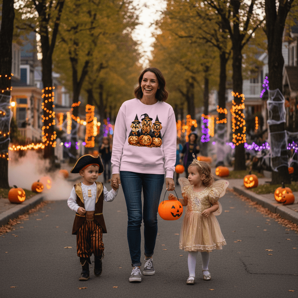 Golden Retriever Halloween Sweatshirt - Witch Dogs