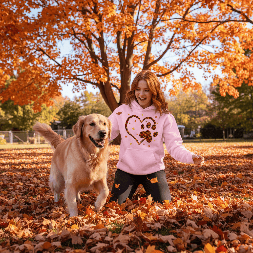 Heart & Paw Fall Hoodie - Autumn Dog Lover Sweatshirt