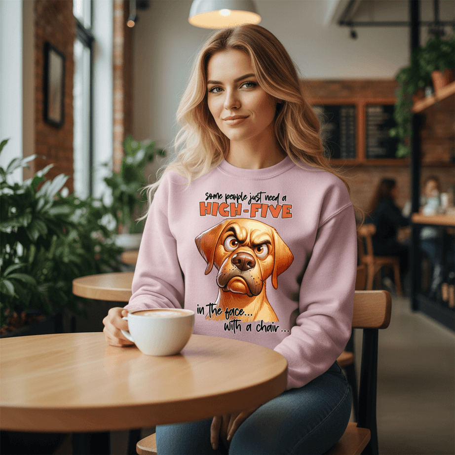 High Five Face Dog Crewneck - Funny Sarcastic Sweatshirt