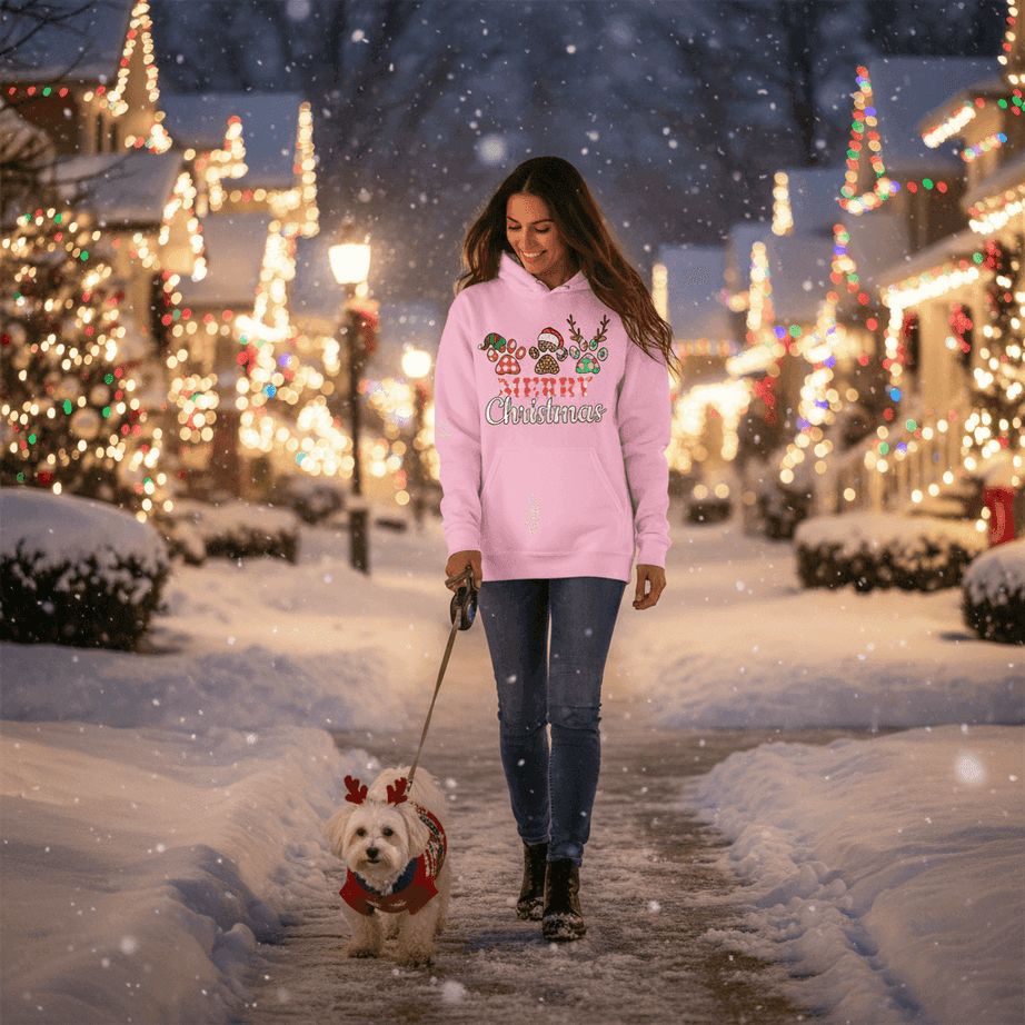Merry Paws Hoodie - Cute Christmas Pet Lover Sweatshirt