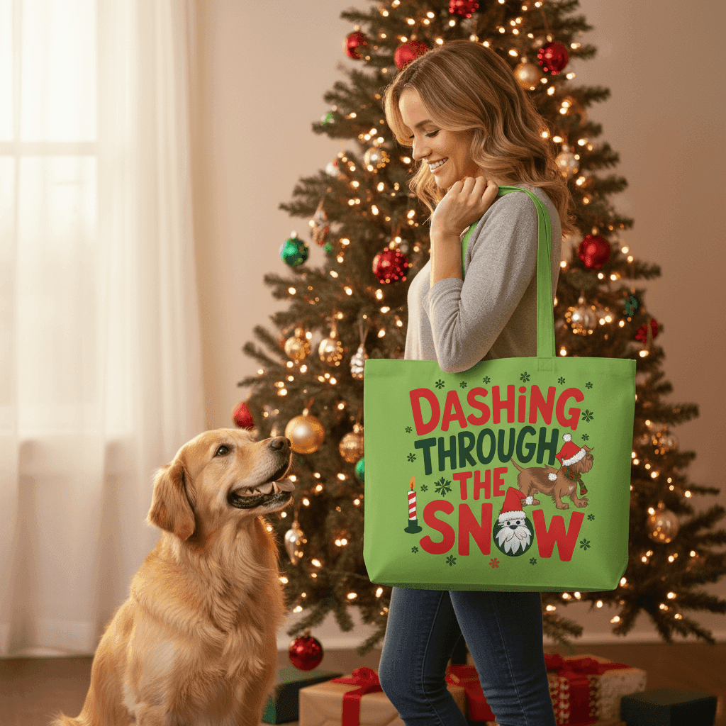 Dashing Through the Snow Holiday Tote for Dog Lovers - Canvas