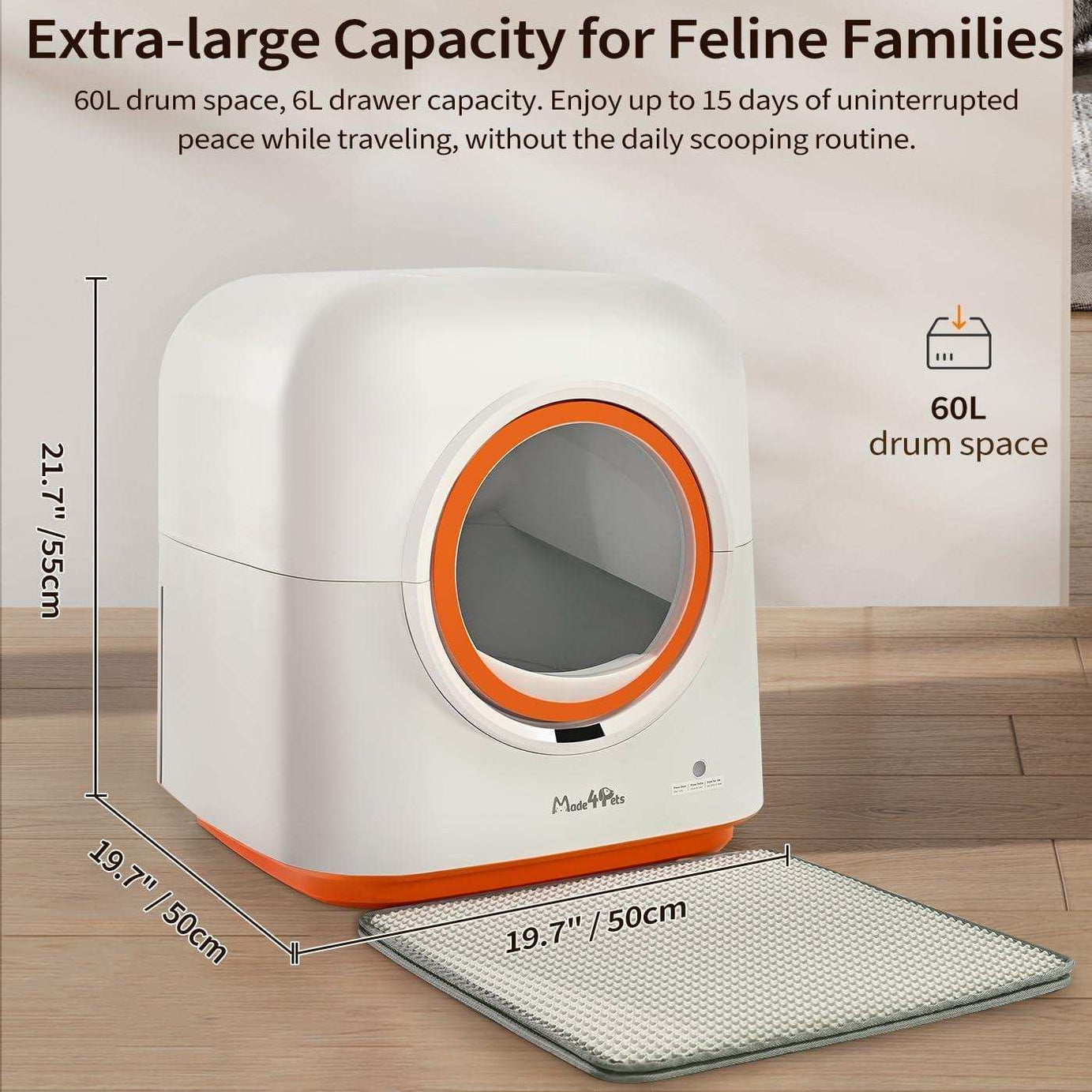 60L Smart App Control Automatic Infrared Sensor Cat Litter Box