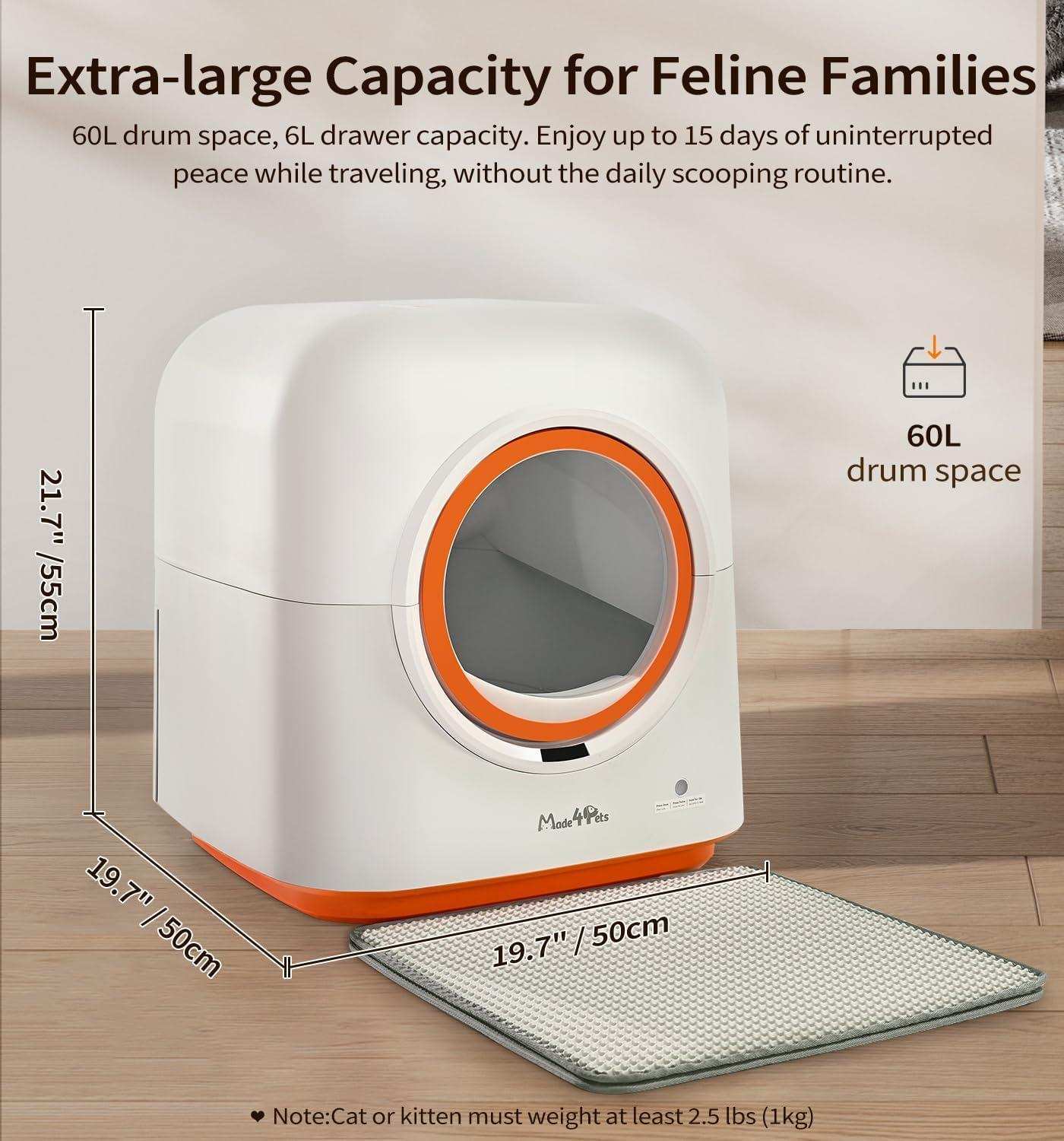 60L Smart App Control Automatic Infrared Sensor Cat Litter Box