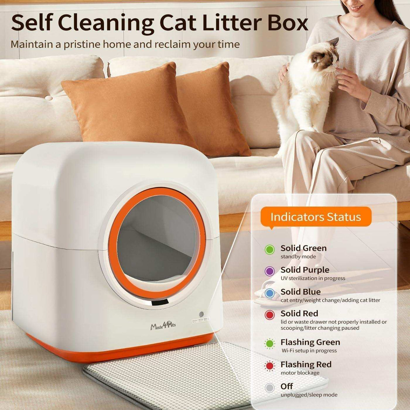60L Smart App Control Automatic Infrared Sensor Cat Litter Box