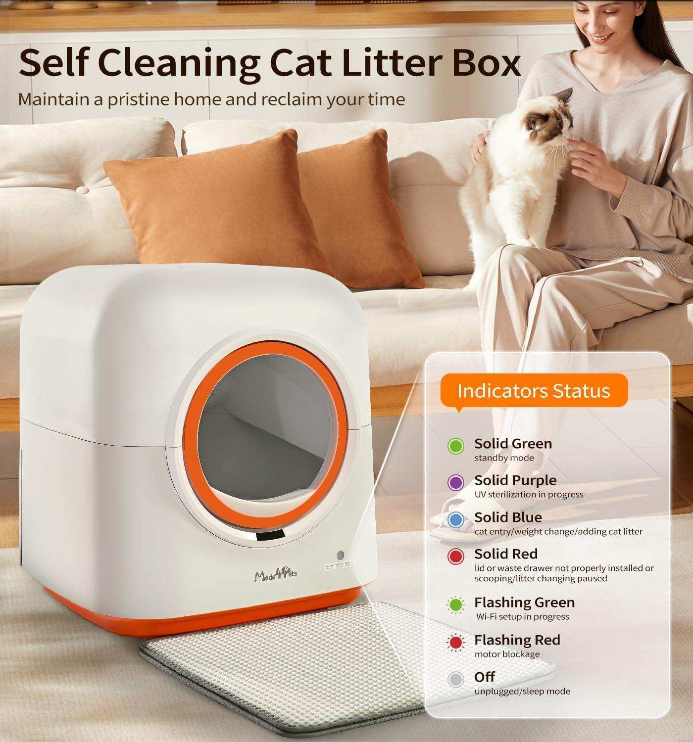 60L Smart App Control Automatic Infrared Sensor Cat Litter Box