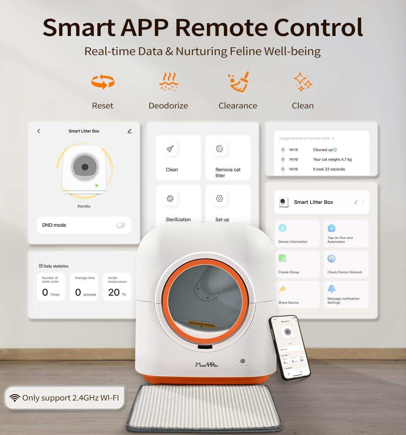 60L Smart App Control Automatic Infrared Sensor Cat Litter Box