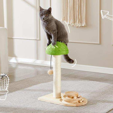 Mushroom Sisal Rope 2 In 1 Wooden Scratching Post