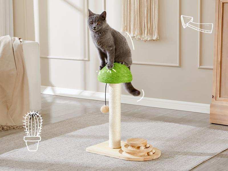 Mushroom Sisal Rope 2 In 1 Wooden Scratching Post