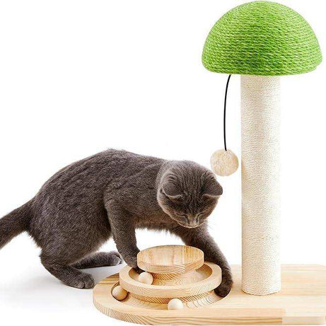 Mushroom Sisal Rope 2 In 1 Wooden Scratching Post