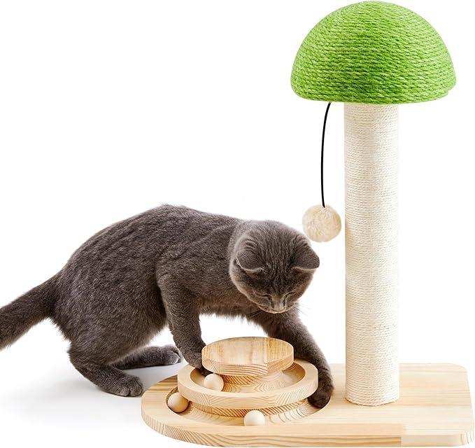 Mushroom Sisal Rope 2 In 1 Wooden Scratching Post