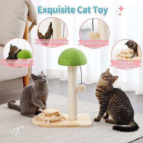 Mushroom Sisal Rope 2 In 1 Wooden Scratching Post