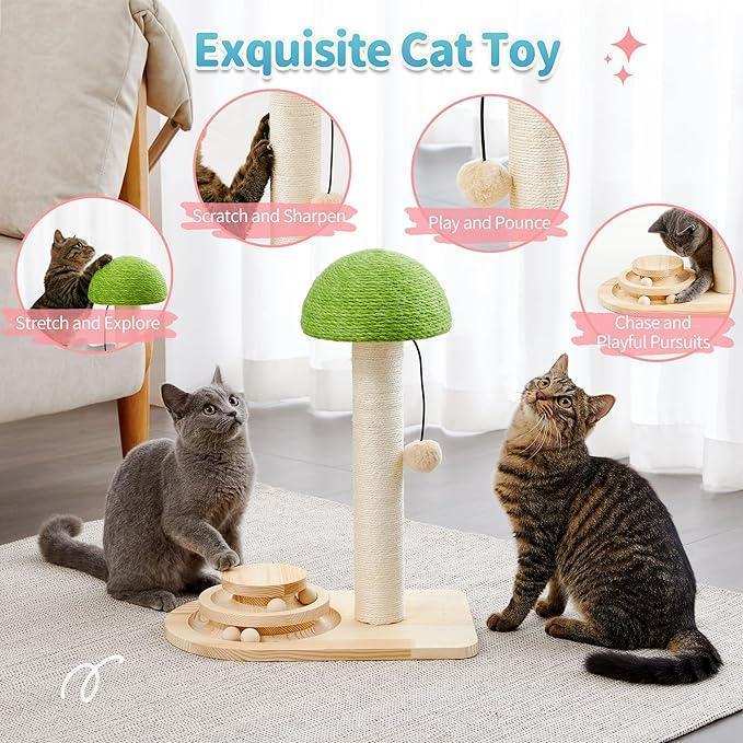 Mushroom Sisal Rope 2 In 1 Wooden Scratching Post