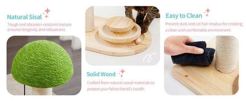Mushroom Sisal Rope 2 In 1 Wooden Scratching Post
