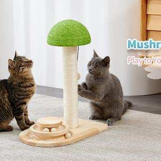 Mushroom Sisal Rope 2 In 1 Wooden Scratching Post