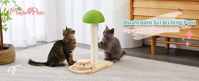 Mushroom Sisal Rope 2 In 1 Wooden Scratching Post