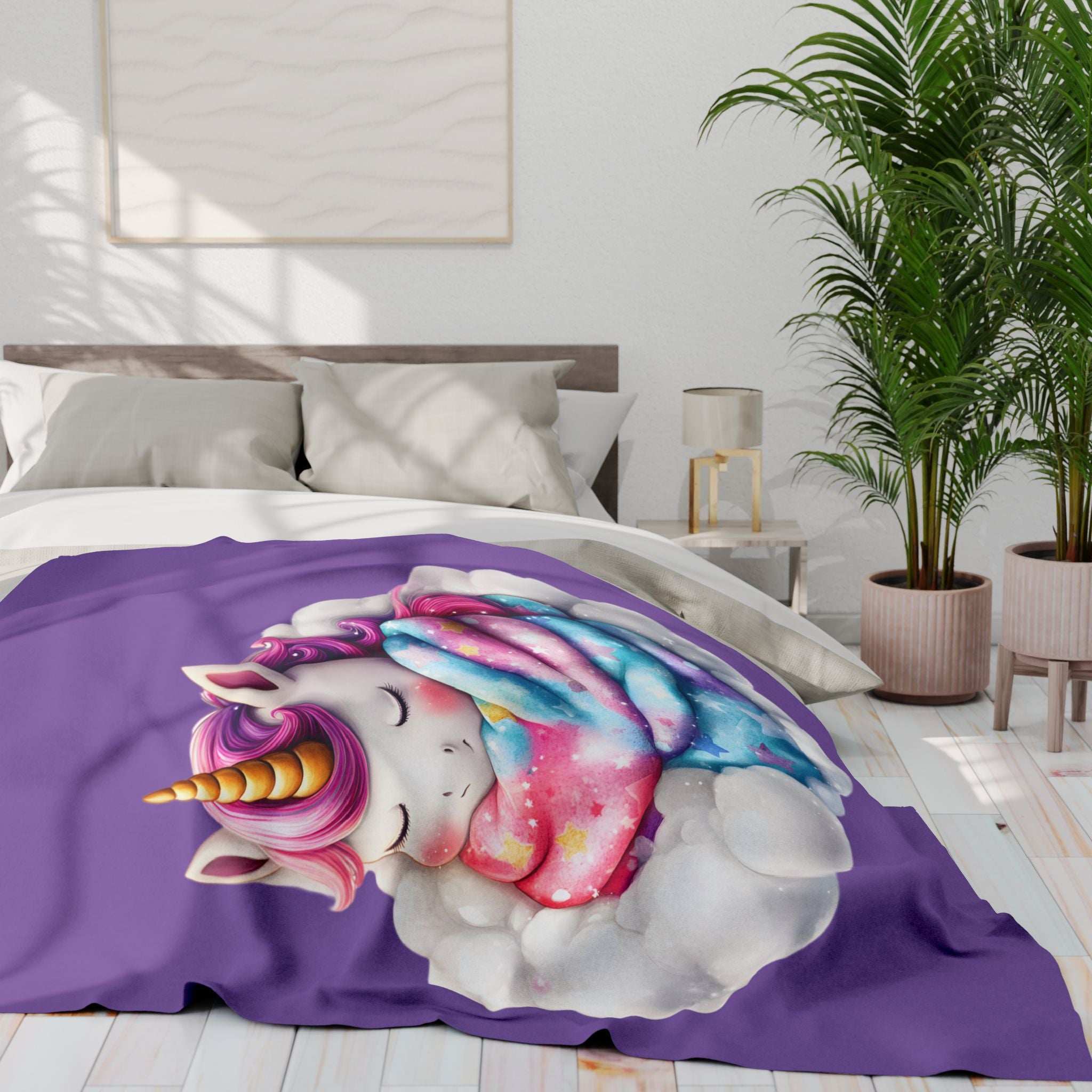 Whimsical Unicorn Fleece Blanket - Cozy Throw for Kids