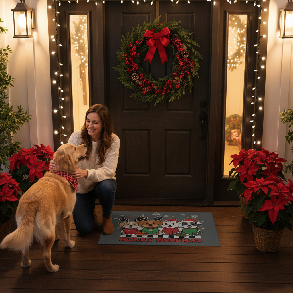Christmas Doormat - Merry Woofmas with Cute Dogs