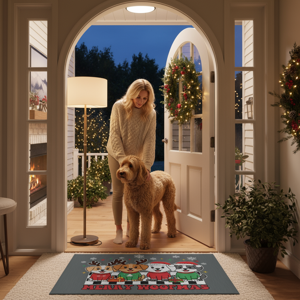 Christmas Doormat - Merry Woofmas with Cute Dogs