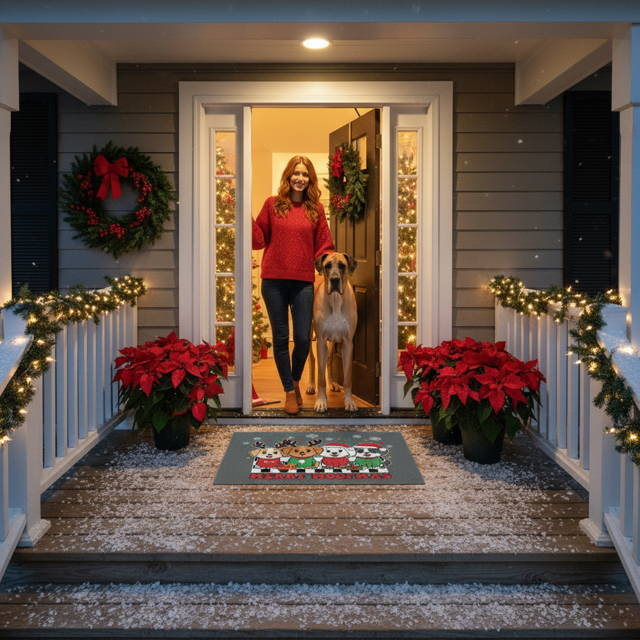 Christmas Doormat - Merry Woofmas with Cute Dogs