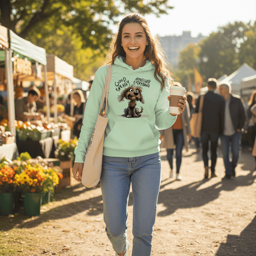 Good Energy Hoodie with Positive Dog Message