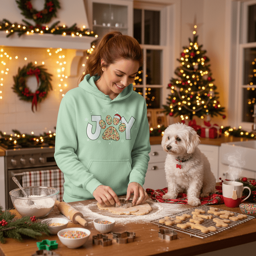 Joy Paw Hoodie - Festive Christmas Pet Lover Sweatshirt