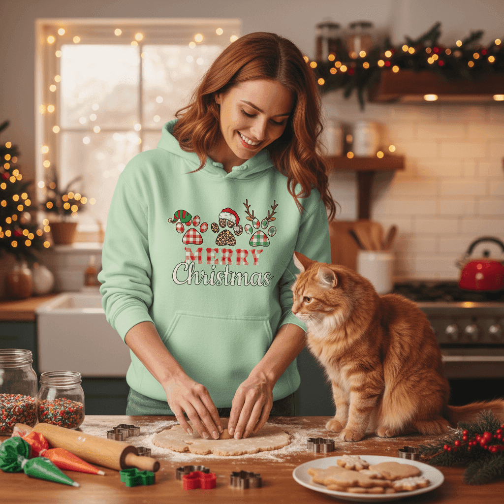 Merry Paws Hoodie - Cute Christmas Pet Lover Sweatshirt