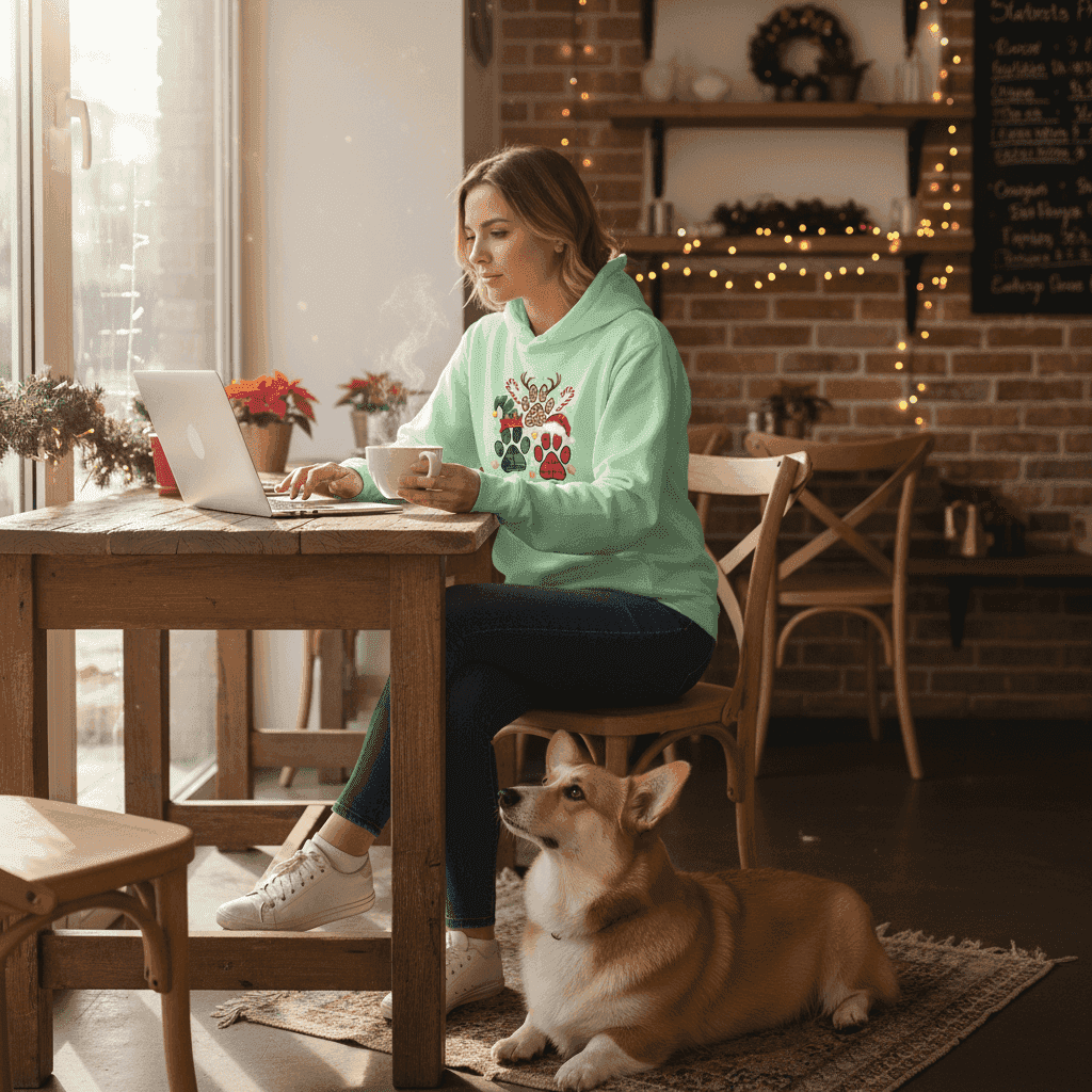 Merry Woofmas Holiday Hoodie with Reindeer Antlers for Dogs