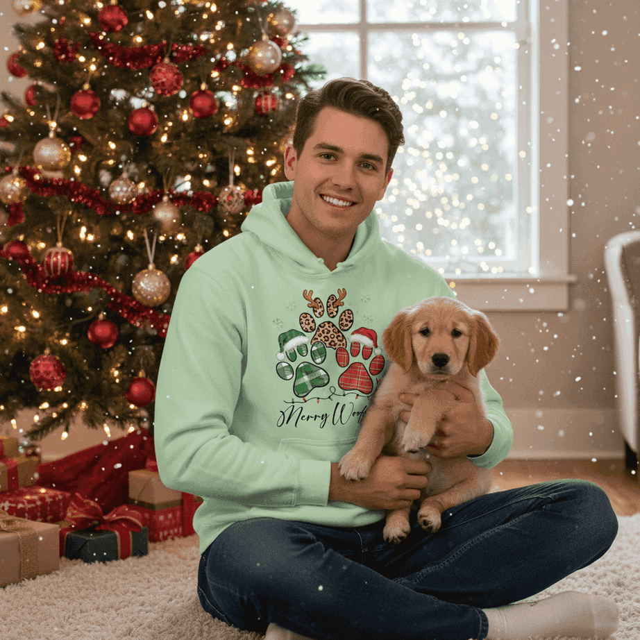 Merry Woofmas Holiday Hoodie for Dog Lovers - Festive Cozy Gift