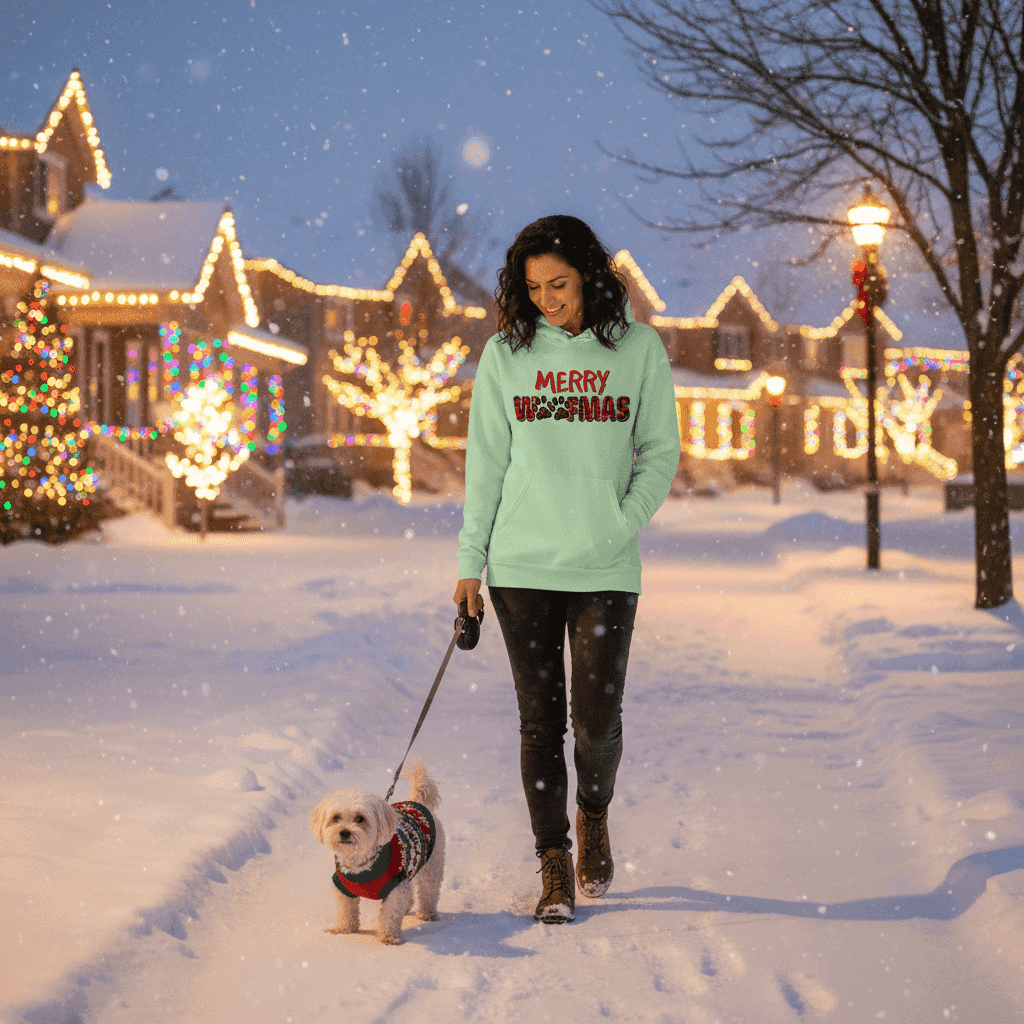 Plaid Woofmas Hoodie - Festive Christmas Dog Lover Gift