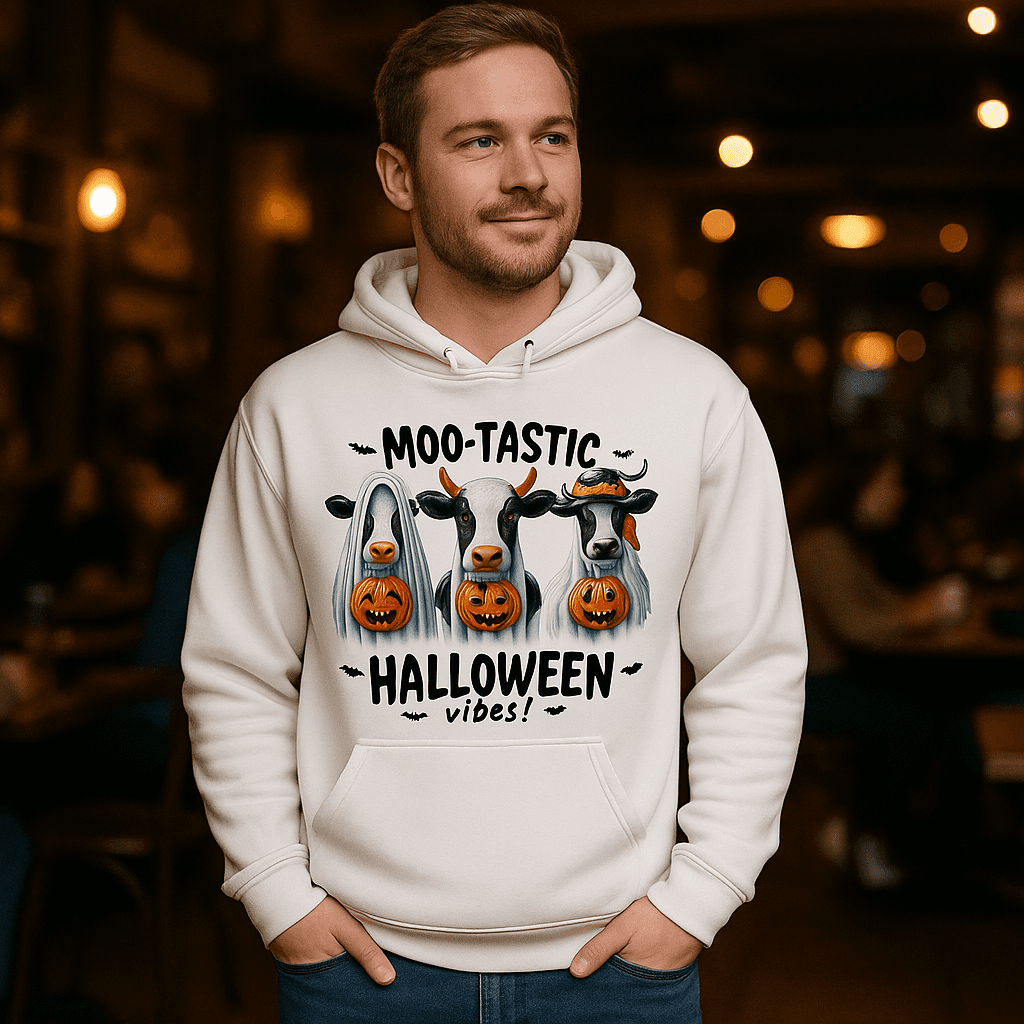 Moo-Tastic Hoodie Sweatshirt - Cow Print Style