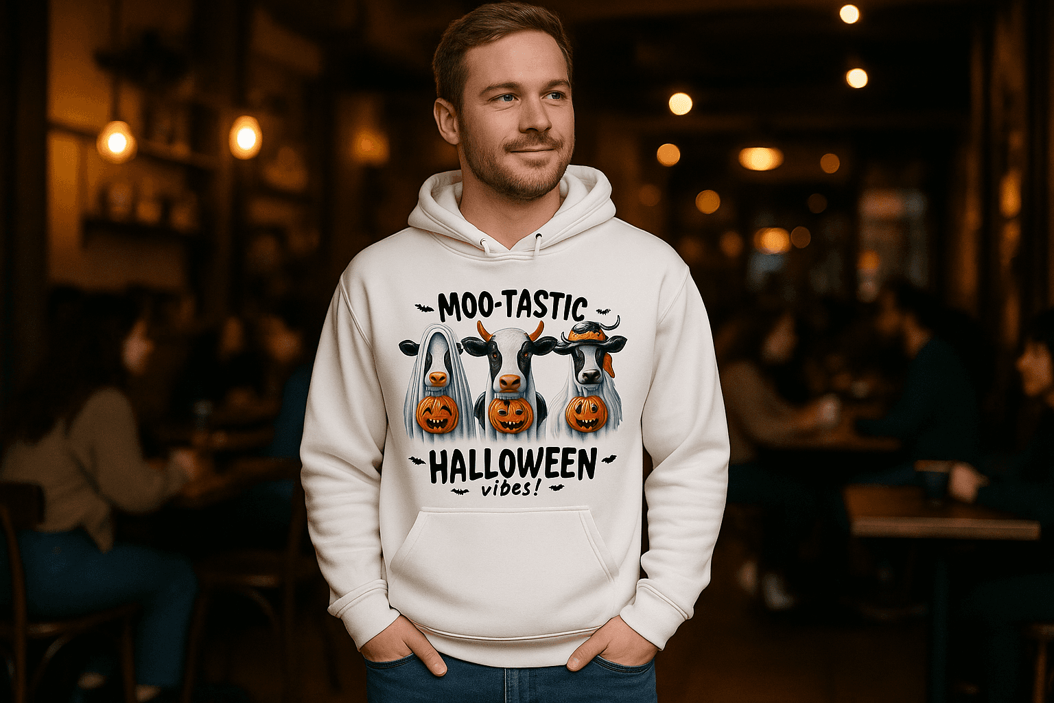 Moo-Tastic Hoodie Sweatshirt - Cow Print Style