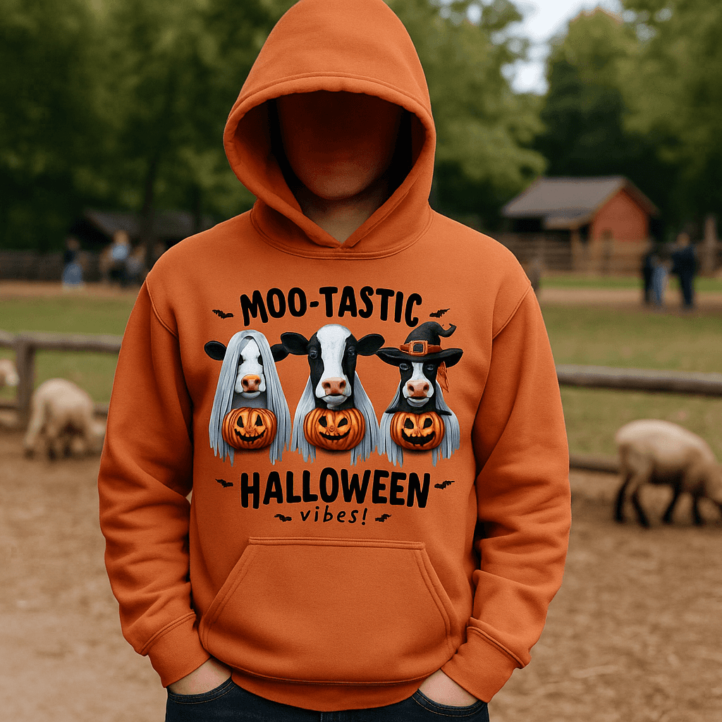 Moo-Tastic Hoodie Sweatshirt - Cow Print Style