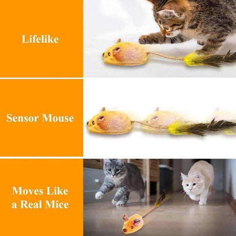 Interactive Rechargeable Mouse Cat Toy with LED Lights