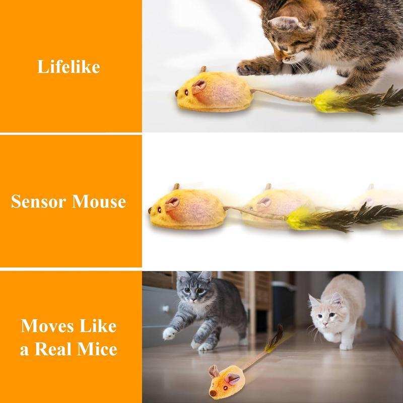 Interactive Rechargeable Mouse Cat Toy with LED Lights