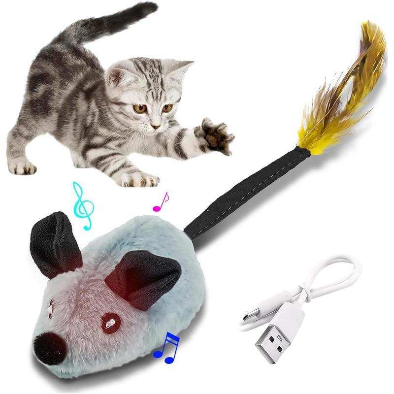 Interactive Rechargeable Mouse Cat Toy with LED Lights